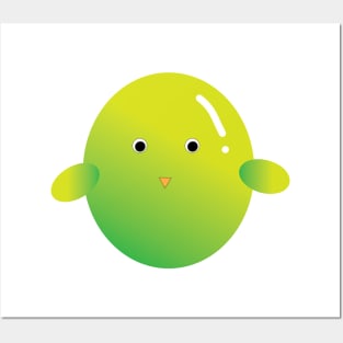 cute green baby bird doodle drawing Posters and Art